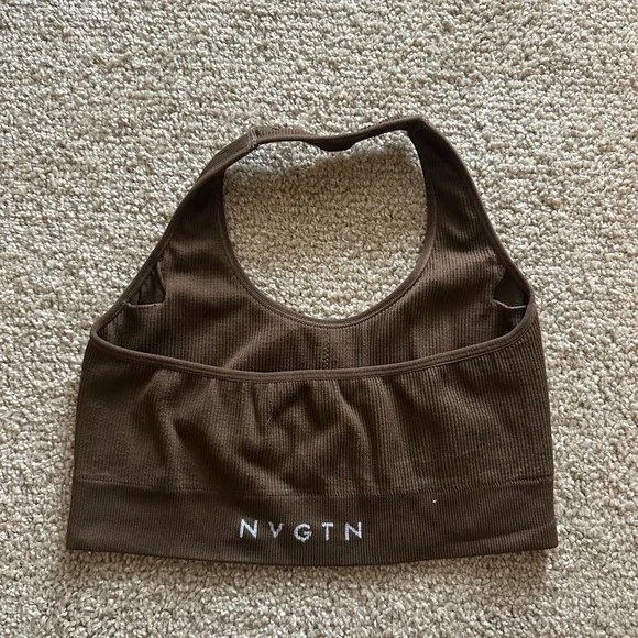 Brown Limitless Ribbed Seamless Halter Bra - Picture 2 of 5